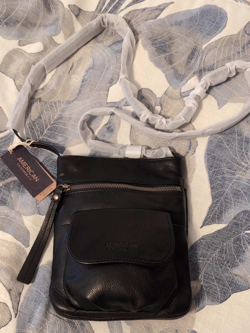 American Leather Co. Black Crossbody Bag with Front Pocket